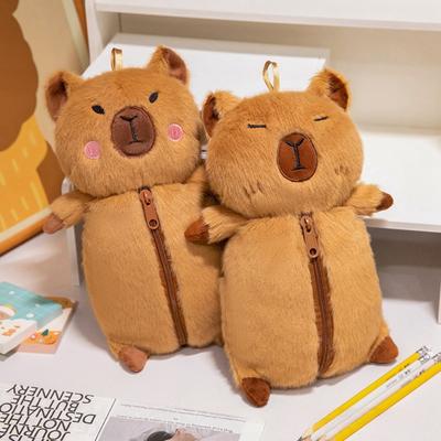 Large Capacity Plush Capybara Pen Bag Multi Functional Cartoon Panda Pencil Case  Girl Gift