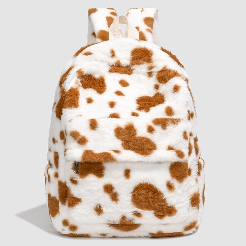 2026 High Quality Casual Plush Sweet Interior Zipper Pocket School Bags Fashion Color Blocking Large Capacity Commute Backpacks