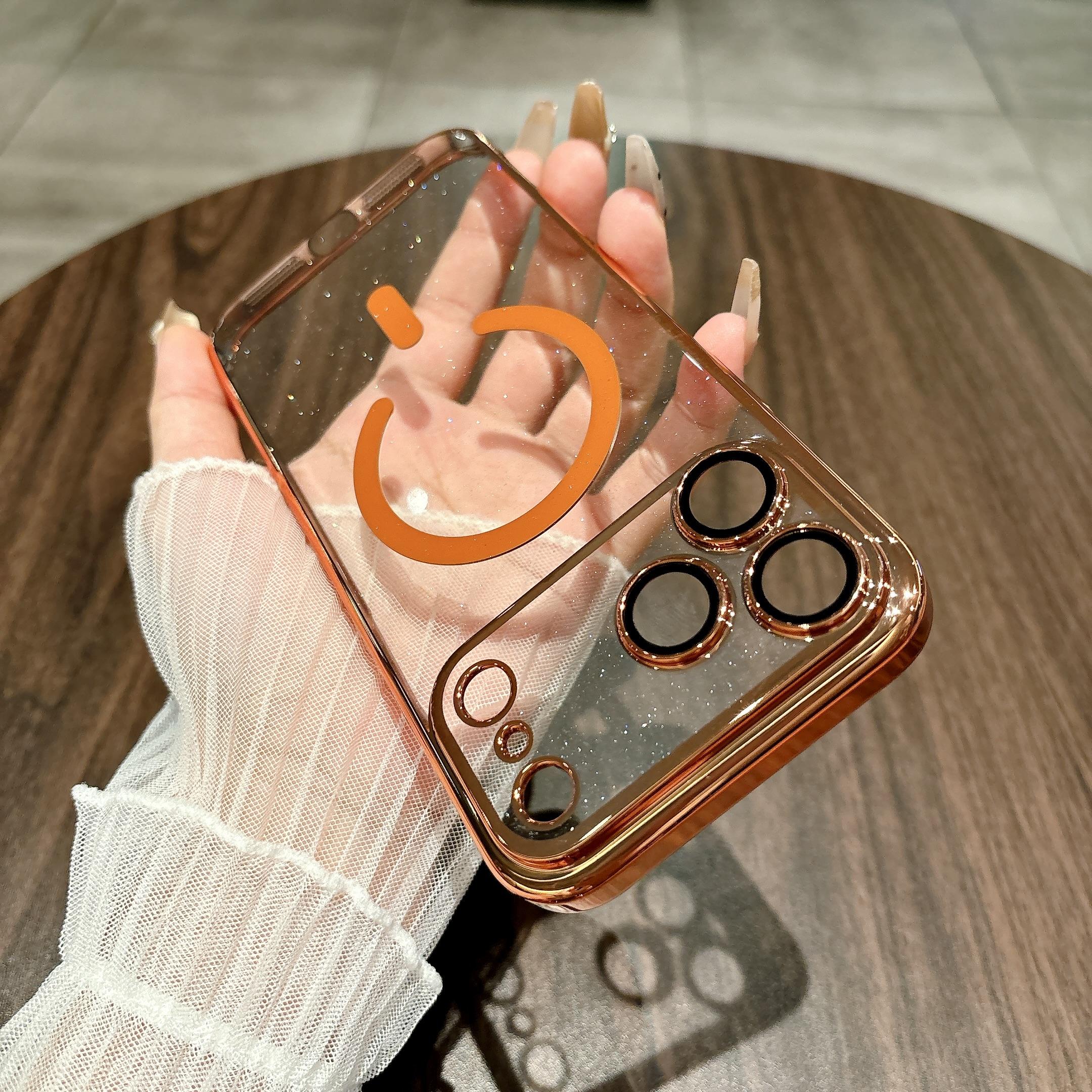 

Electroplating Glitter Magnetic Case For iPhone 17 Pro Max Air 16 15 14 Plus 13 12 For Magsafe Transparent Hard PC Cover Funda iPhone Air