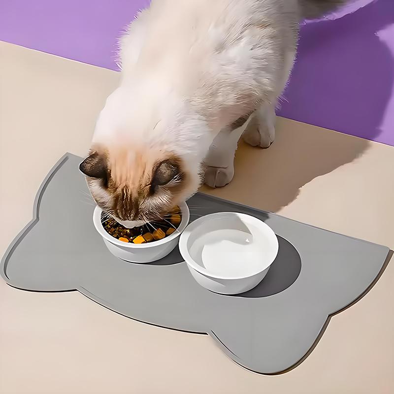 Large Size Silicone Pet Food Mat Waterproof Non-Slip Cat Dog Feeding Tray Easy Clean Dinner Bowl Mat Keeps Floor Clean