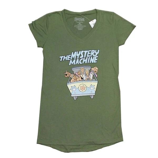 Scooby-Doo Juniors Mystery Machine Fred, Shaggy, Velma V-Neck Shirt NWT XL M