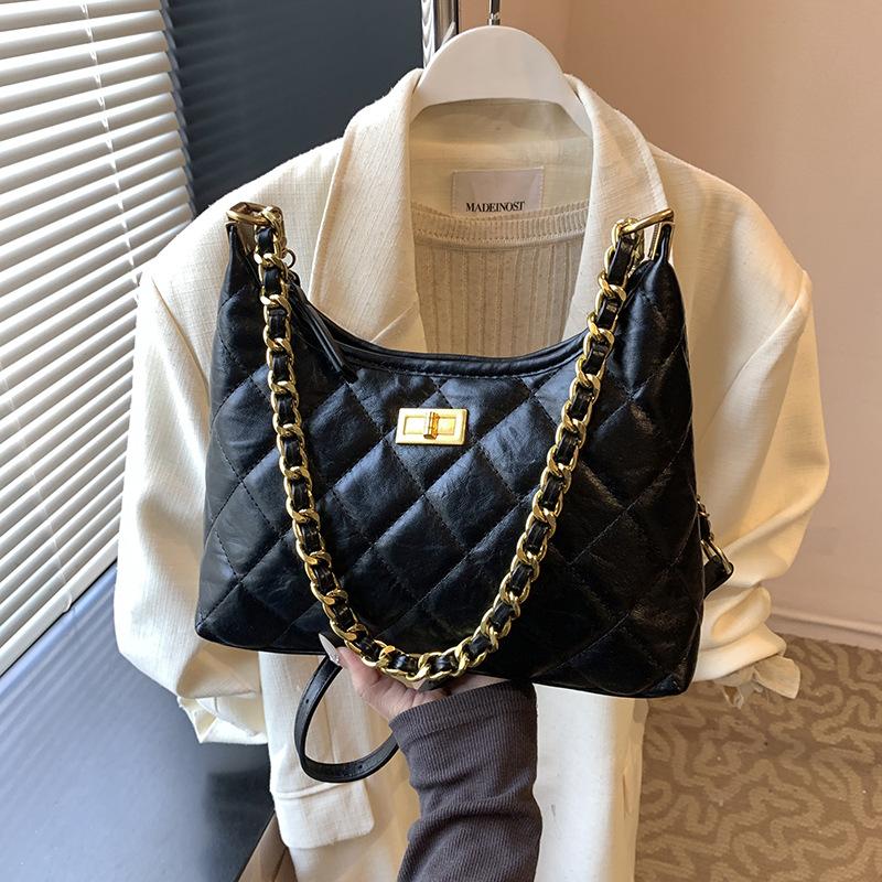 Premium sense Xiaoxiangfeng bag women's new 2025 autumn and winter fashion diamond chain bucket bag versatile messenger bag