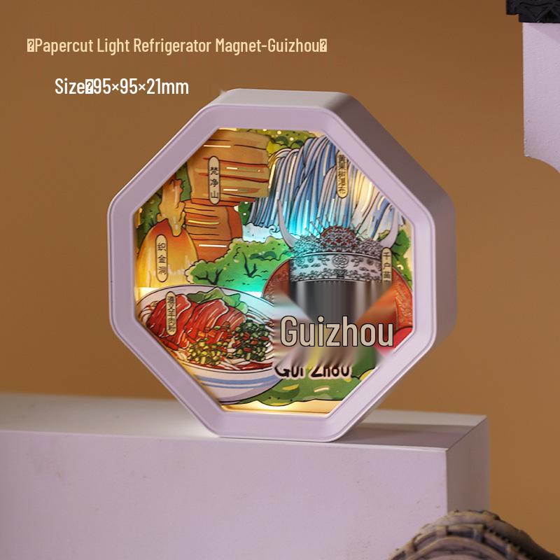 Guochao Paper Sculpture Fridge Magnet Souvenirs for Tourist Attractions