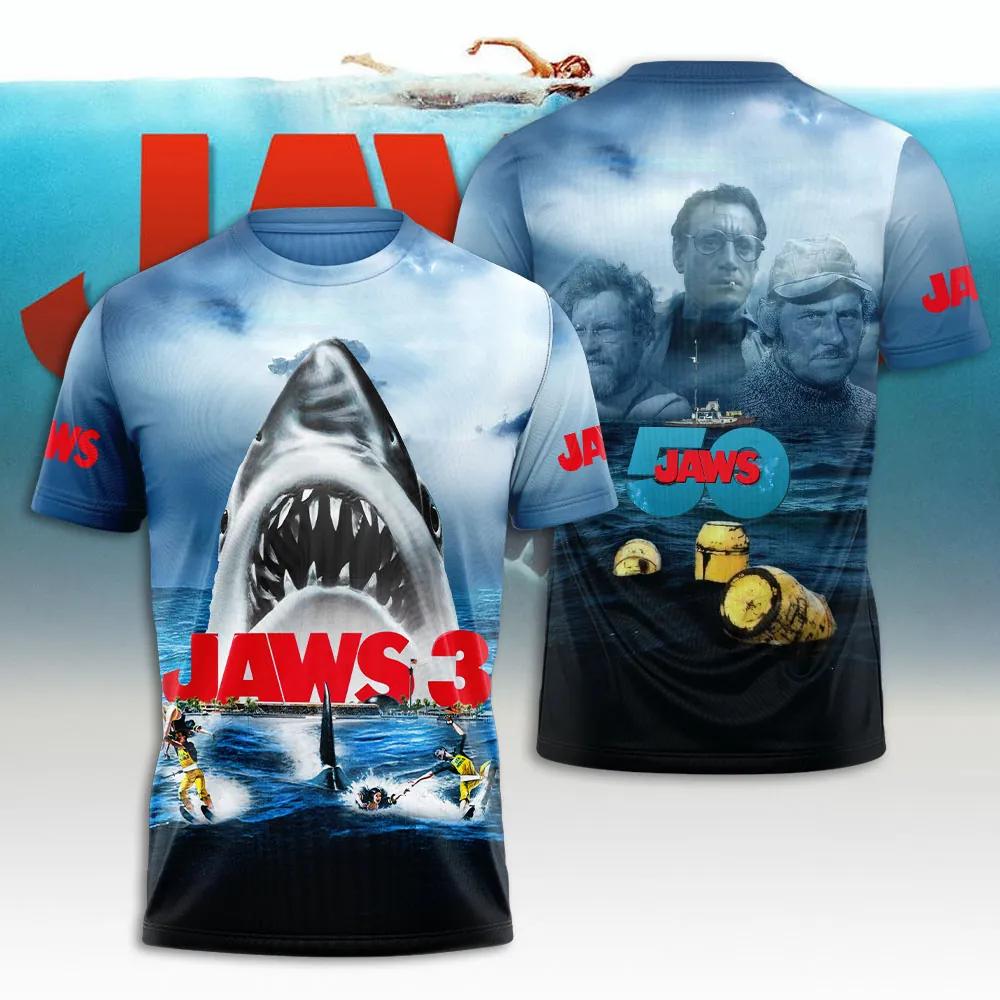 

Vintage T-Shirt Movie Jaws 3d Print T-shirt Men Women Fashion Short Sleeve Oversized Tops Tees Outdoor Tshirt Men Clothing L