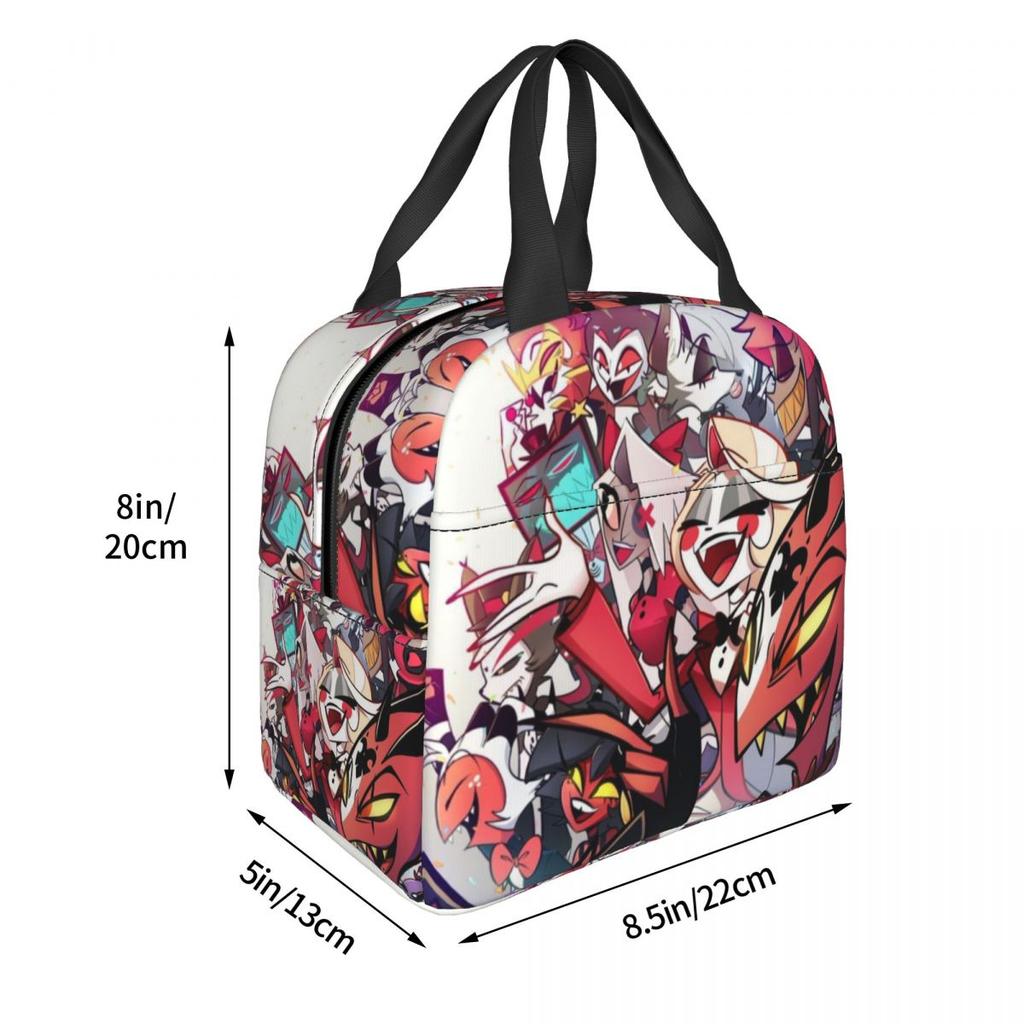 Isolierte Lunchtaschen Hazbins Hotels Merch Lunchbox für Essen Lässige Kühlbox Thermische Bento-Box für die Schule