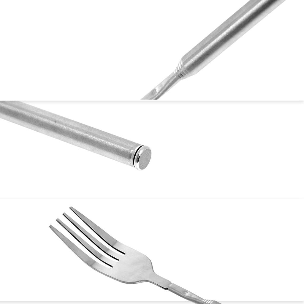 Lystaii Stainless Steel Telescopic Fork Extendable Dinner Fruit Dessert Long Handle Long Stainless Steel Retractable Fork Sturdy