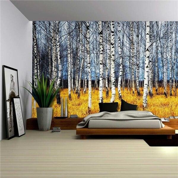 Tapisserie Murale Paysage Nature 200x150cm - Décoration Fenêtre Forêt Mer - Polyester