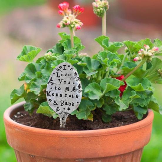 Hage Markør Skje Vennskapsgave Utskårne Ord Kraftig Metall Sukkulenter Blomster Grønt Planter Stikke DIY Dekorativt Skilt Voksen Sex Undertøy