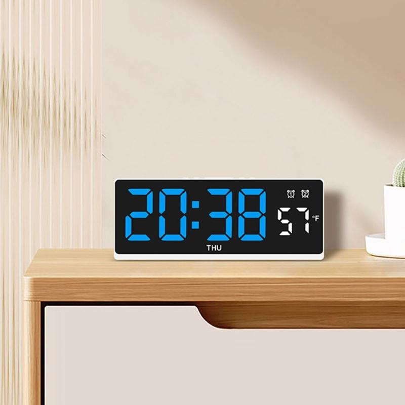 LED Digital Alarm Clock Wall Clock with Timer Date Temperature Display Bed Side Clock for Student,Office,Travel Use