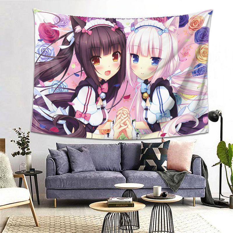 Chocolate Vanilla Cat's Paradise Rose Anime Tapestry Background Cloth anime Wall Decoration Room Decoration