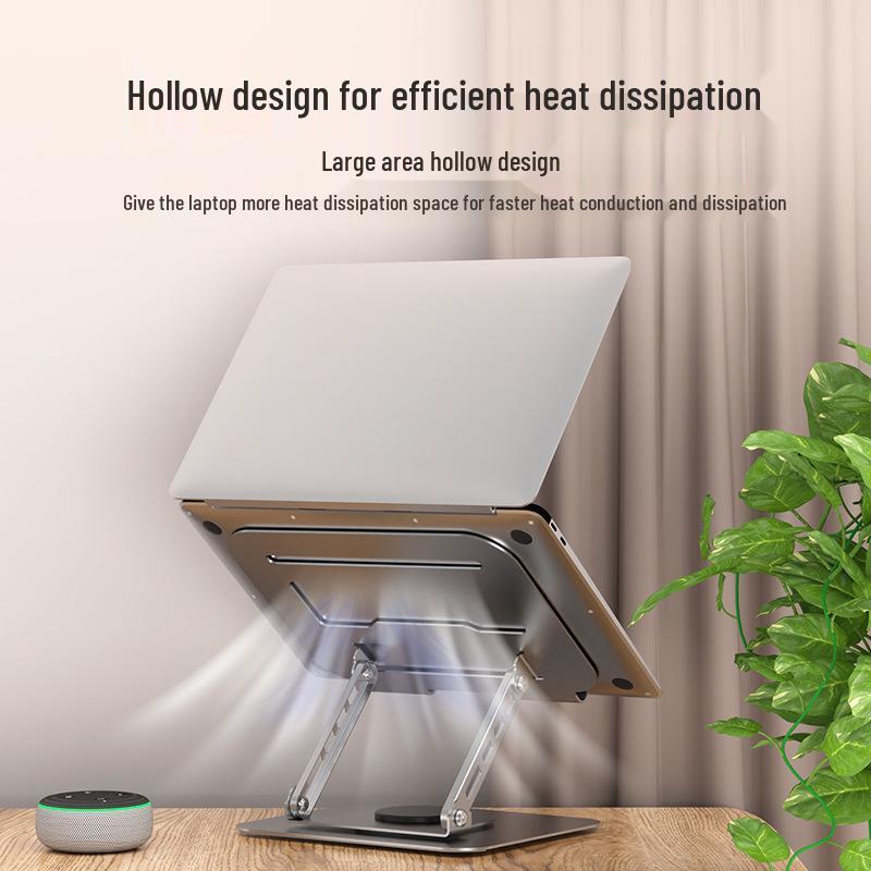 Adjustable Rotatable Metal Laptop Stand with Cooling and Height Adjustment Features