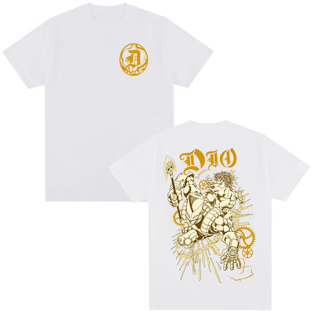 This Eye-catching JoJo’s Bizarre Adventure Dio Brando & The World Graphic T-Shirt Boasts Bold Golden Artwork Perfect For Die-hard Anime Fans T-Shirt