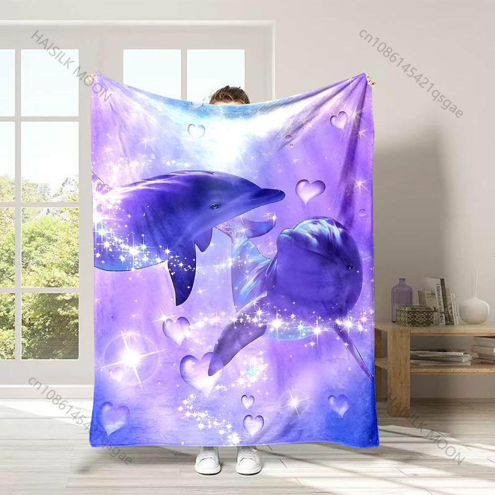 Multi-Size Dolphins In The Underwater World Print Warm and Comfortable Blanket for Home Sofa Bed Travel Camping Picnic RV
