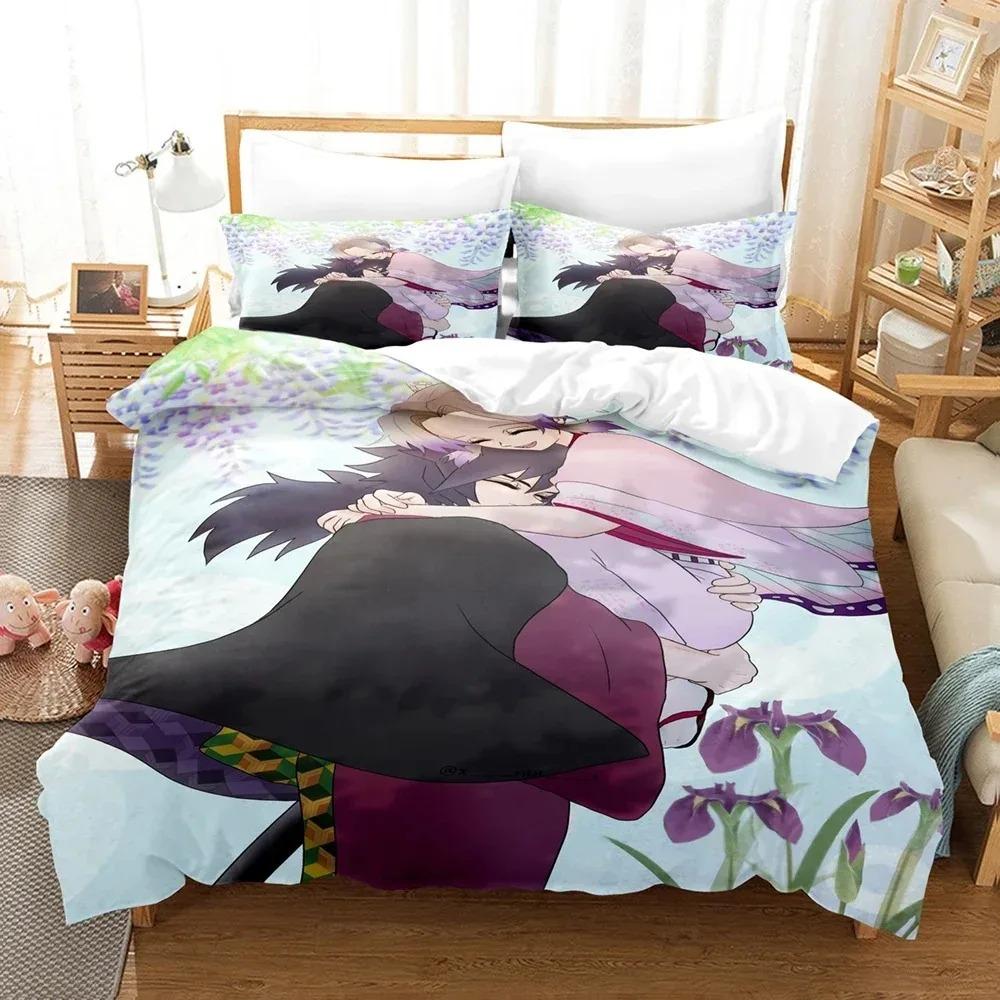 3D Anime Demon Slayer Kimetsu No Yaiba Bedding Sets Duvet Cover Set With Pillowcase Twin Full Queen King Bedclothes Bed Linen