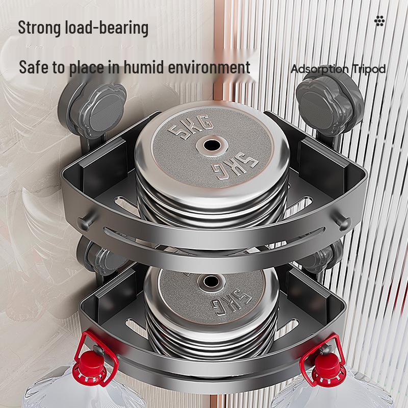 Punch-Free Suction Cup Triangle Bathroom Storage Rack