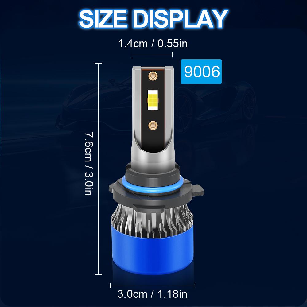Roadsun 2pcs New Design LED 9006/HB3 High&Low Beam Car Bulbs 6500K Cool White 28000LM Built-in Drive Headlight With Cooling Fan