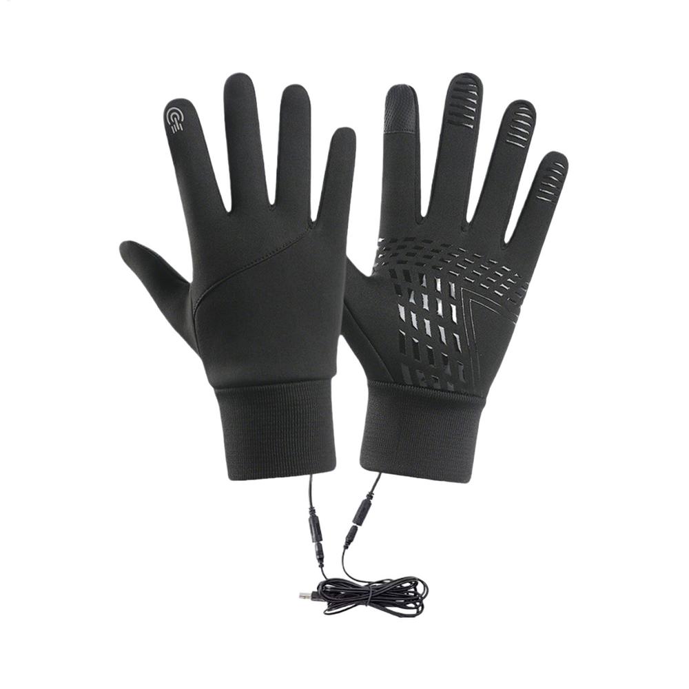 1 pair Heated Gloves for Men Electric Rechargeable USB Heated Gloves Hand Warmer Thickened Mitts for Snowboarding Camping M