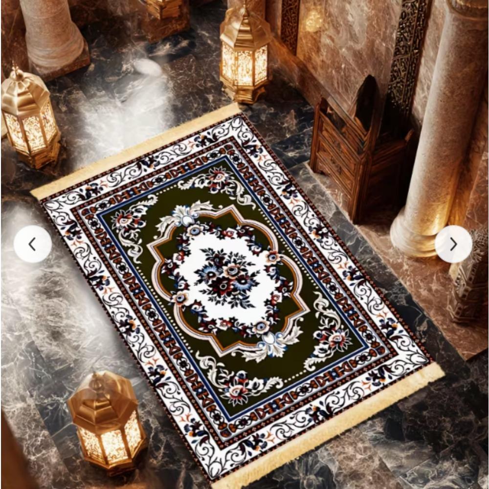 Prayer Carpet with Tassels Anti Slip and Foldable Carpet Places Such As Family Lobbies and Living Rooms for Home Decoration