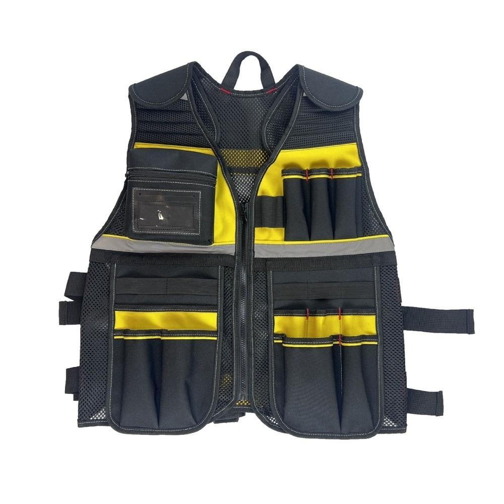 

Утолщенный жилет для хранения инструментов электрика, портативная регулируемая сумка-держатель на ремне, многокарманная водонепроницаемая сумка для хранения инструментов