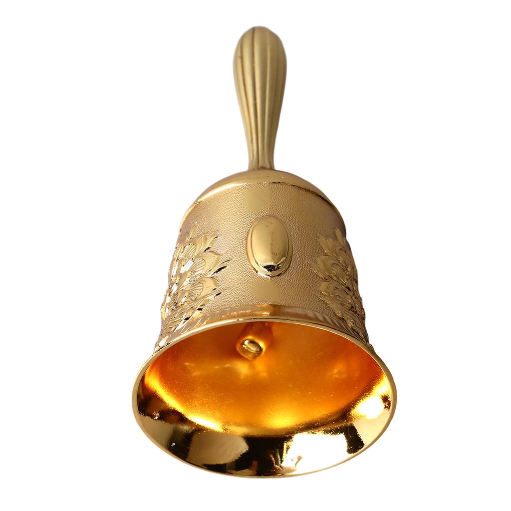 Hand Bell Vintage Brass Antique Exquisite Carved Pattern Hand Call Bell HandBell for Dinner Wedding Party Family School