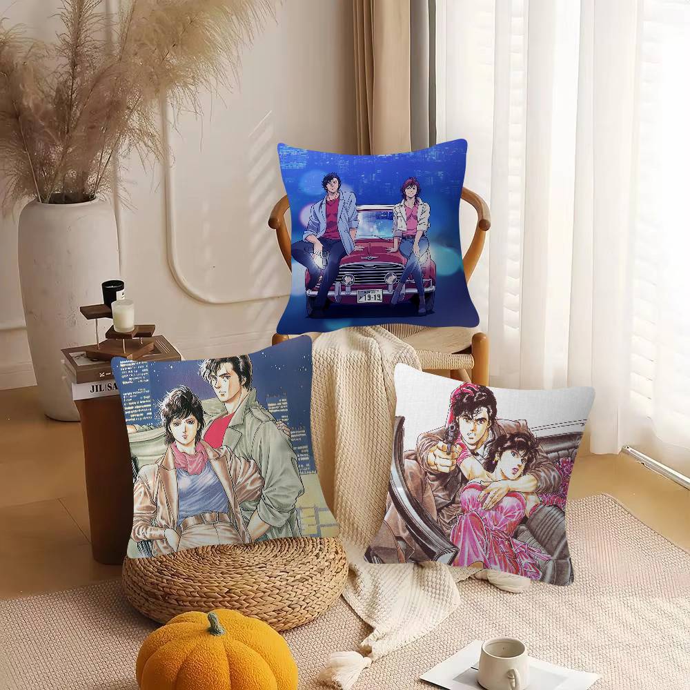 Anime City Hunter Cute Cartoon Two-dimensional Pillowcase Bedroom Sofa Cushion Cover Nap Pillow Cover