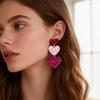 New Valentine's Day Acrylic Earring for Women Girls Glitter Colorful Love Heart Splicing Drop Earrings Sweet Jewelry Gifts