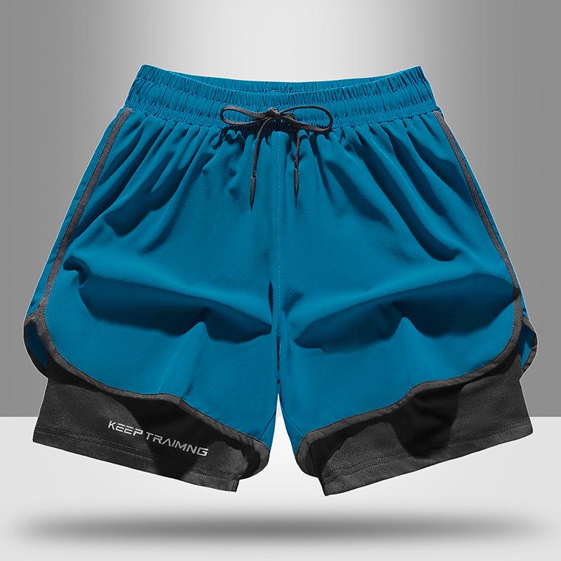 

Унисекс быстросохнущие двухслойные шорты-подкладка для летнего бега, баскетбола и фитнеса XL озеро синий