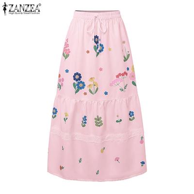 Faldas Largas Florales Sueltas Elásticas Casuales para Mujer
