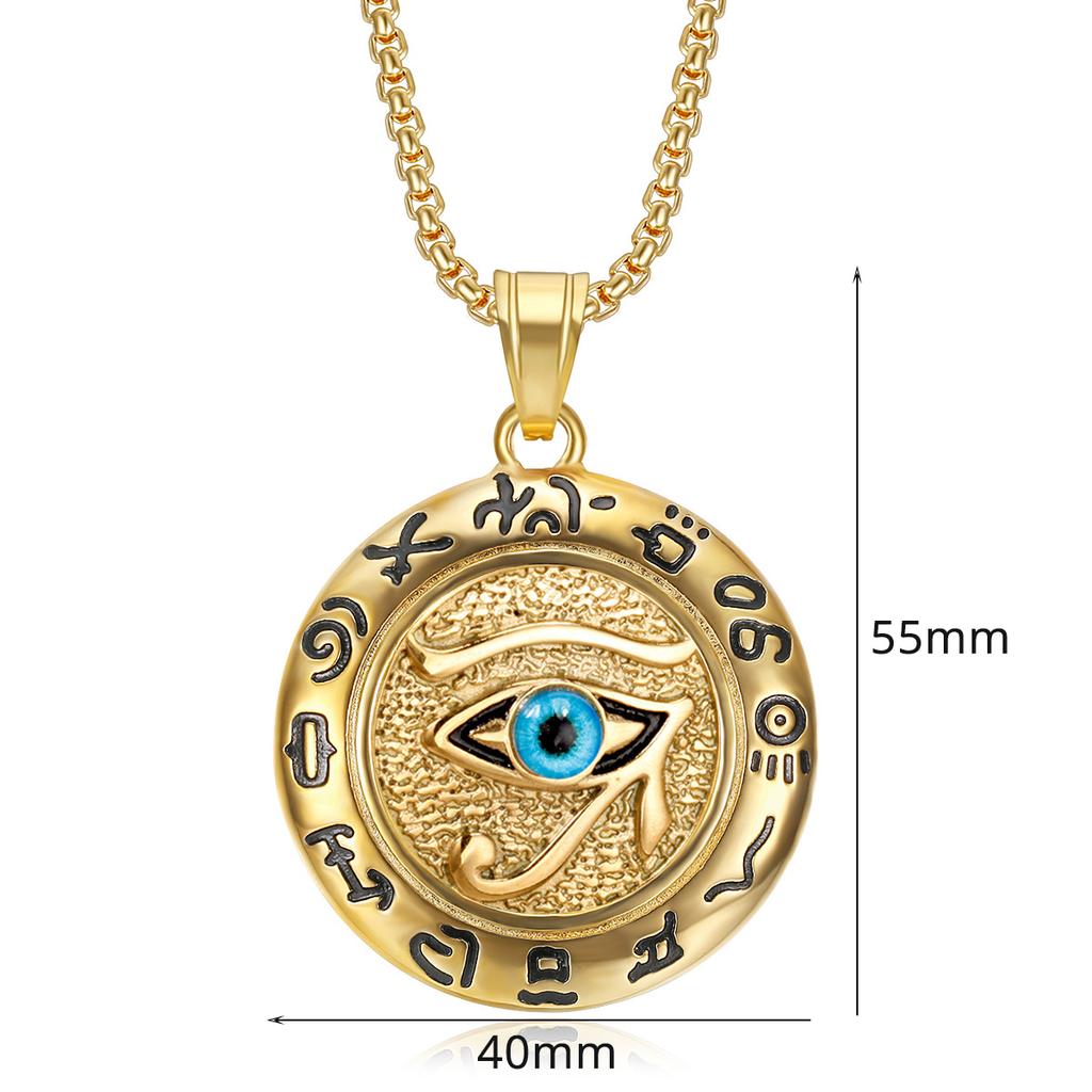 Ägyptisches Auge des Horus Anhänger Gold Silber Farbe Edelstahl Rundes Halskette für Männer Frauen Altes Ägypten Schmuck Geschenk 2025