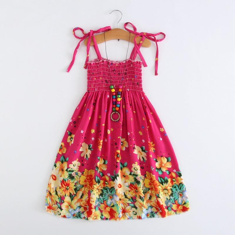 Shabohemian mother and daughter beach skirt parent-child suspender skirt girls floral vest skirt