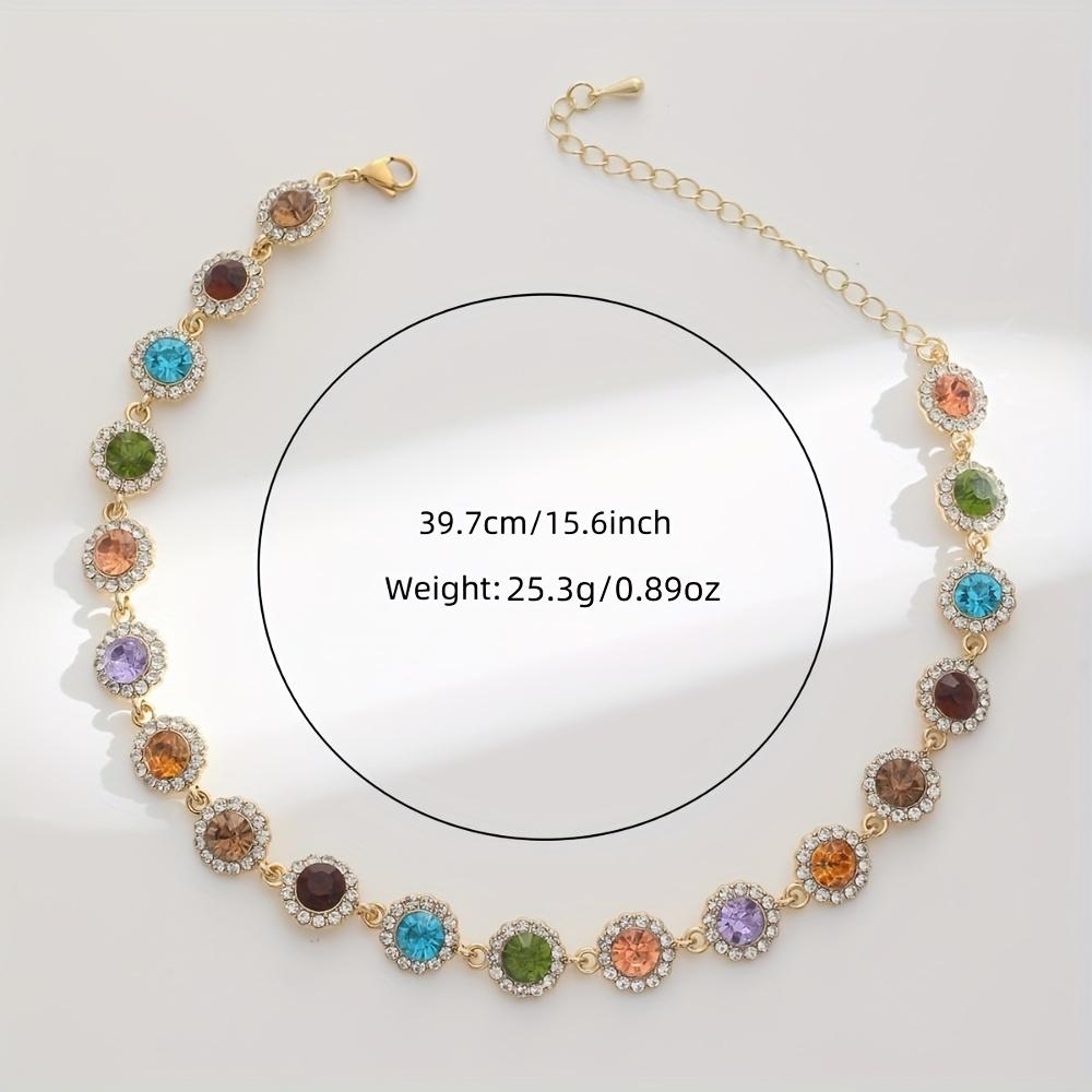 Elegant Fashion Necklace Set, Sparkling Colorful Synthetic Gemstones, Women Daily Party Wedding Jewelry Gift