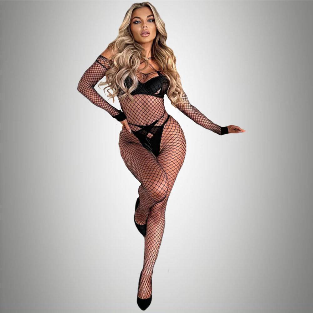 Hot Bodystocking Erotic Lingerie for Women Sexy Porn Underwear Fishnet Teddies Bodysuit Costumes Latex Catsuit Crotchless