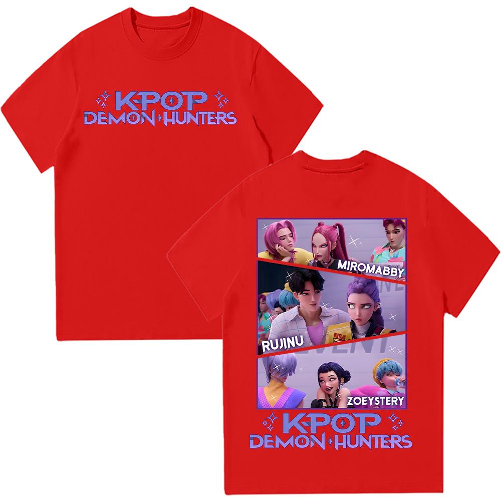 

Kpop Охотники на демонов BABY HUNTRIX Saja Футболки для мальчиков Летний топ с коротким рукавом Женская и мужская одежда Хлопок Унисекс Графические футболки Мода S