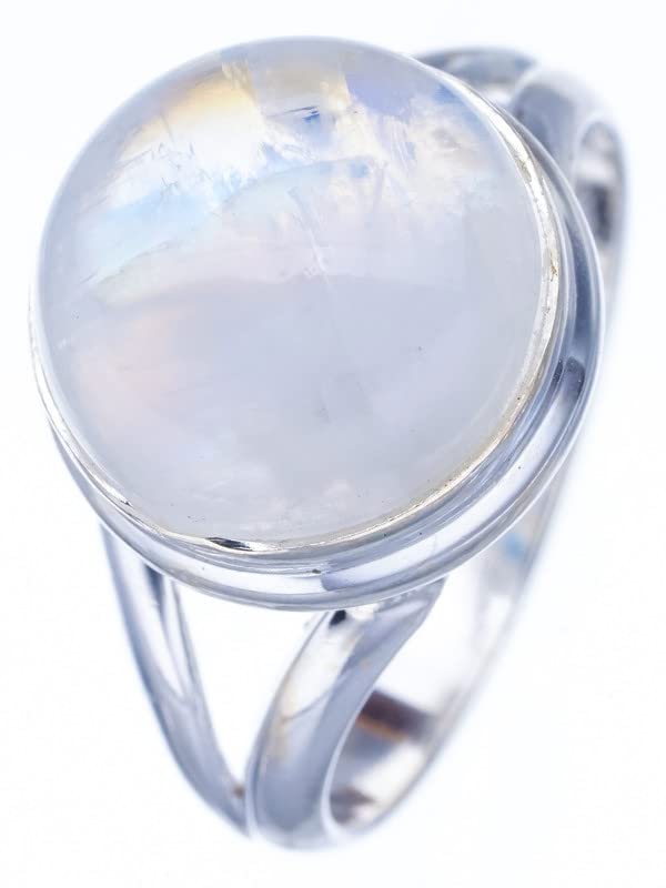 

StarGems® Natural Moonstone Handmade 925 Sterling Silver Ring 9 F2597