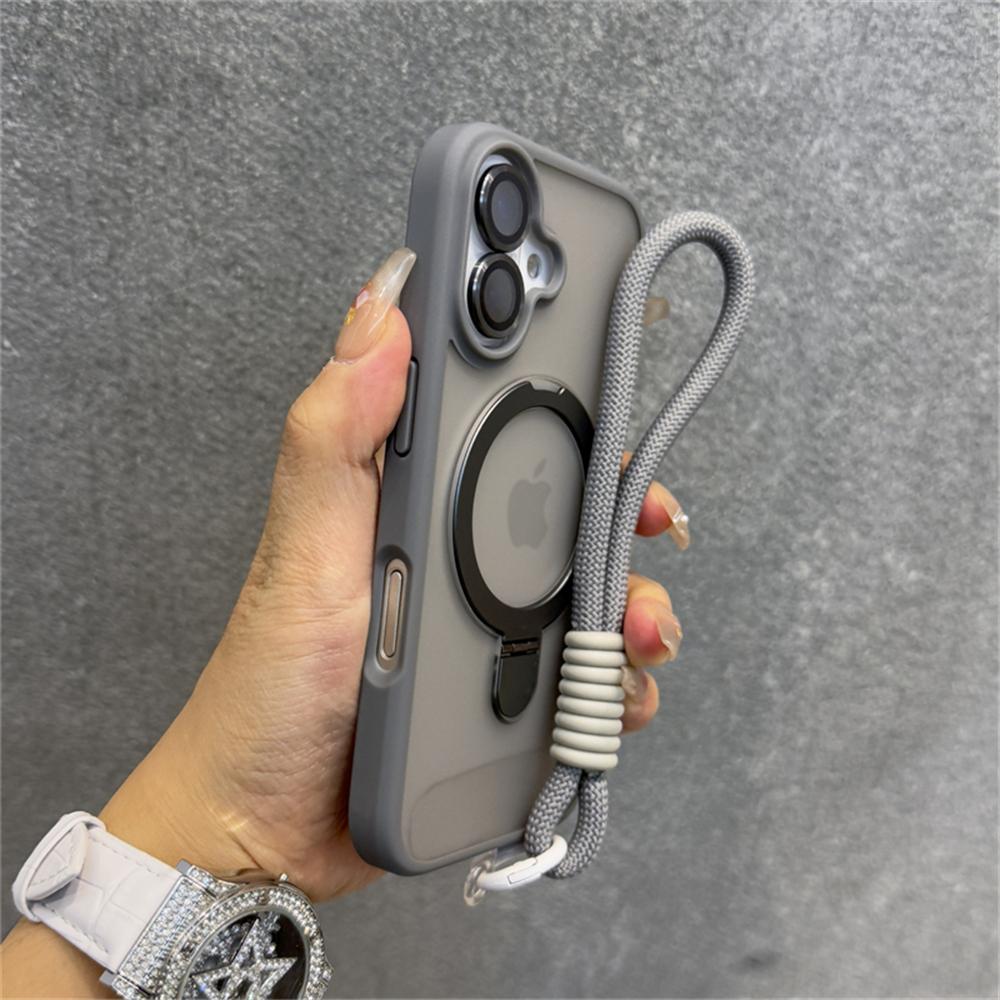 Correa de Muñeca Mate Transparente Magnética Para Magsafe Soporte Base Funda Para iPhone 17 15 11 12 13 14 16 Pro Max Plus Cubierta de Cristal para Lente