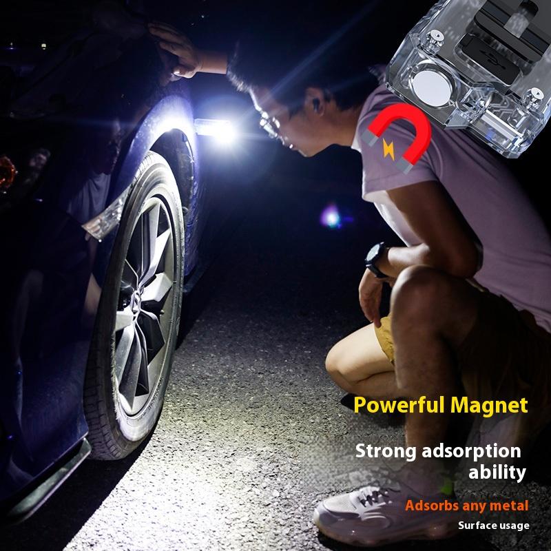 Outdoor Multi-Functional Portable Miniature High-Brightness Rechargeable LED Flashlight With Strong Magnetic Work Light