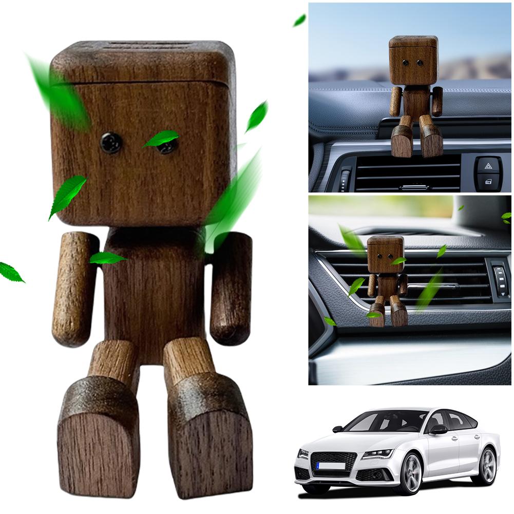 Shaking Wooden Man Figurine Leg-swinging Robot Figurine Cute Wood Man Small Ornaments Car Aromatherapy Wooden Figure Shaking Man