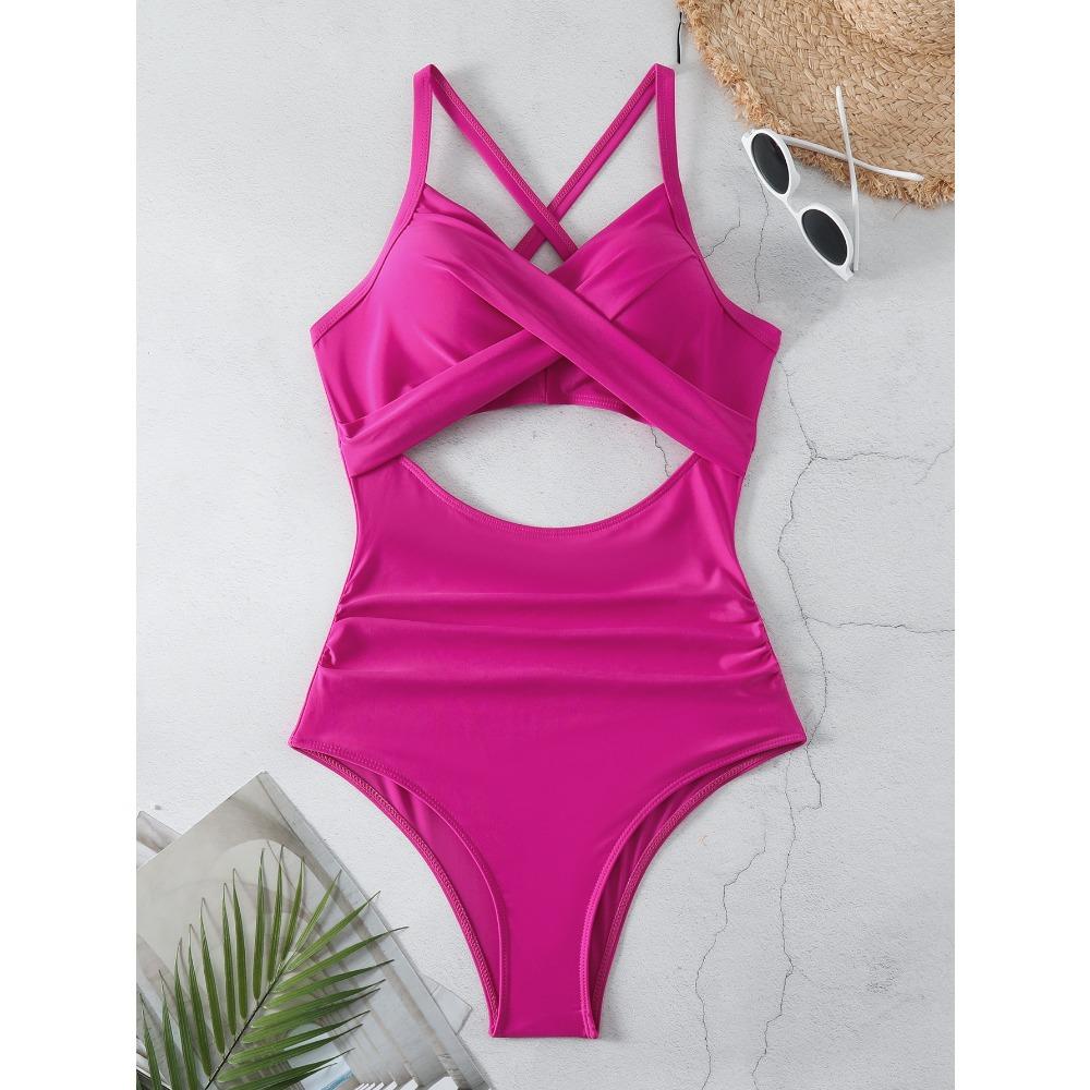 One-piece Swimwear Female Sexy Cross-cut Tight European and American Backless Swimsuit