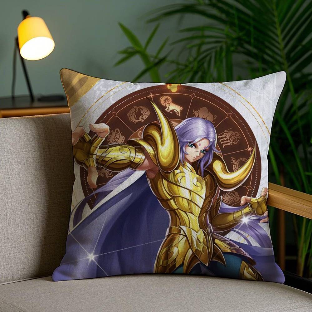 Animation 12 Gold S-Saint S-Seiya Pillow Case Home Dorm Chair Back Short Plush Double-sided Printing Office Cushion Cover