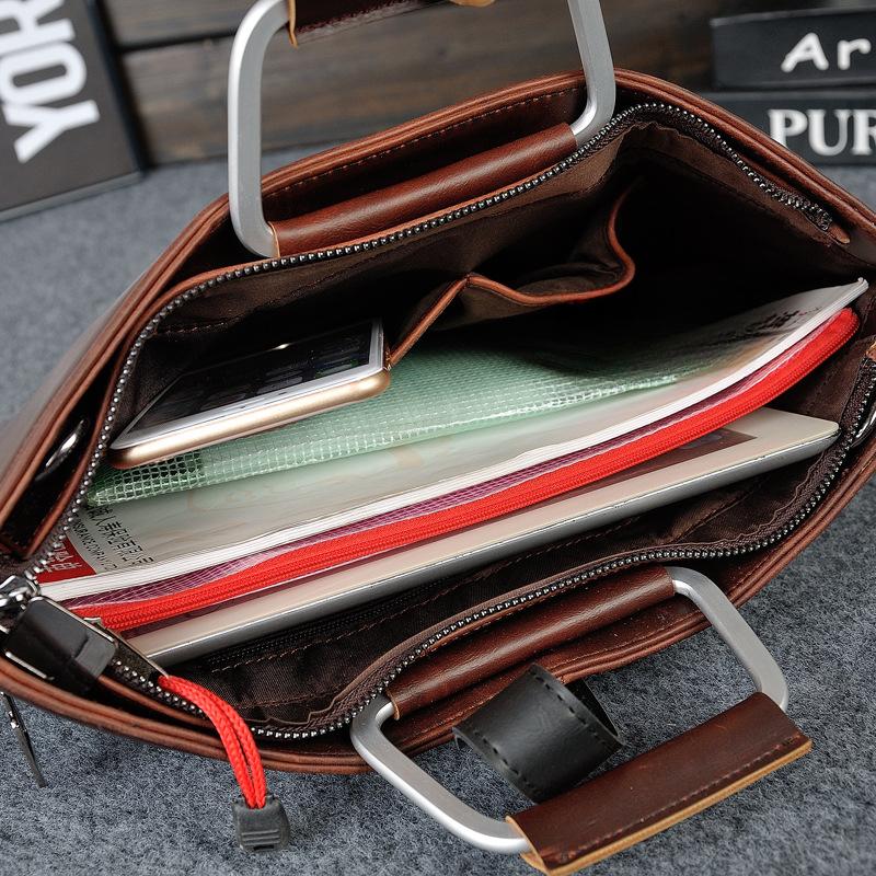 Men's Casual One-shoulder Messenger Trendy Bag Crazy Horse Leather Men's Bag Retro Handbag Simple Atmosphere File Bag
