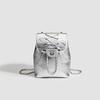 Zaino da Donna Premium Argento di Grande Capacità Zaino Versatile con Catena Piccola Borsa da Scuola da Viaggio