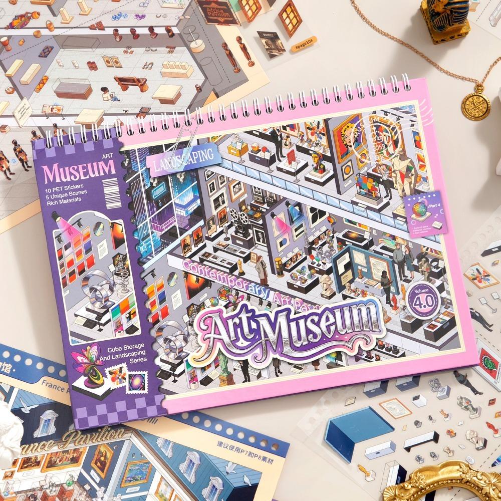 Exquisite Illustrations Art Museum Miniature Sticker Book DIY Sticker Book  Scrapbooking DIY Craft B