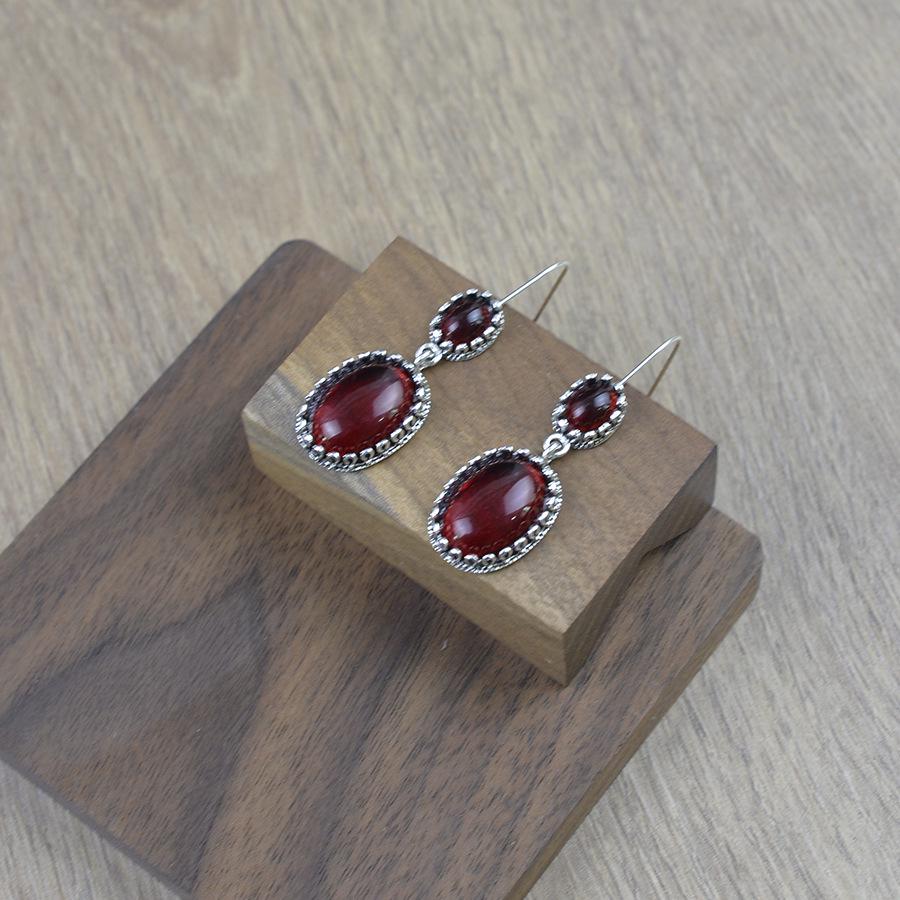 Luxury Red Baroque Diamond Stud Earrings