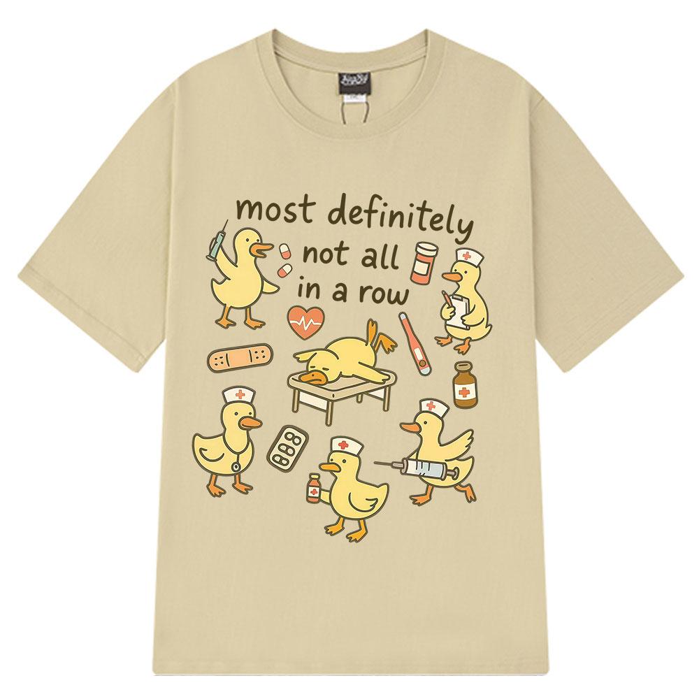 2025 Summer Funny Nurse Ducks in A Row Print TShirt Men Women Shortsleeved Highquality Vintage Cotton Printed Tshirts Y2k