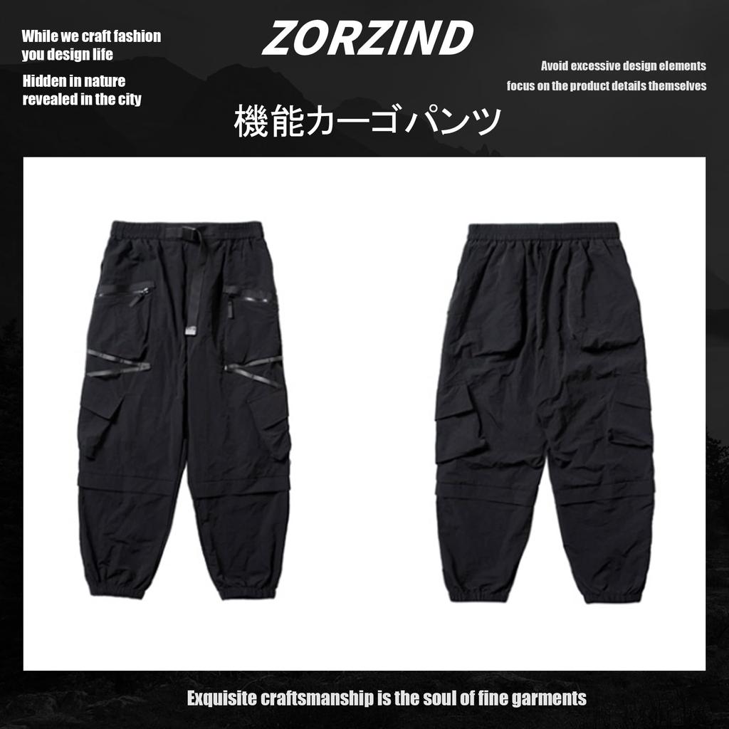 ZORZIND Outdoor Cargo Pants, Black, Wide-Leg, Breathable, Quick-Drying, Trekking, Unisex, Spring/Autumn (3XL)