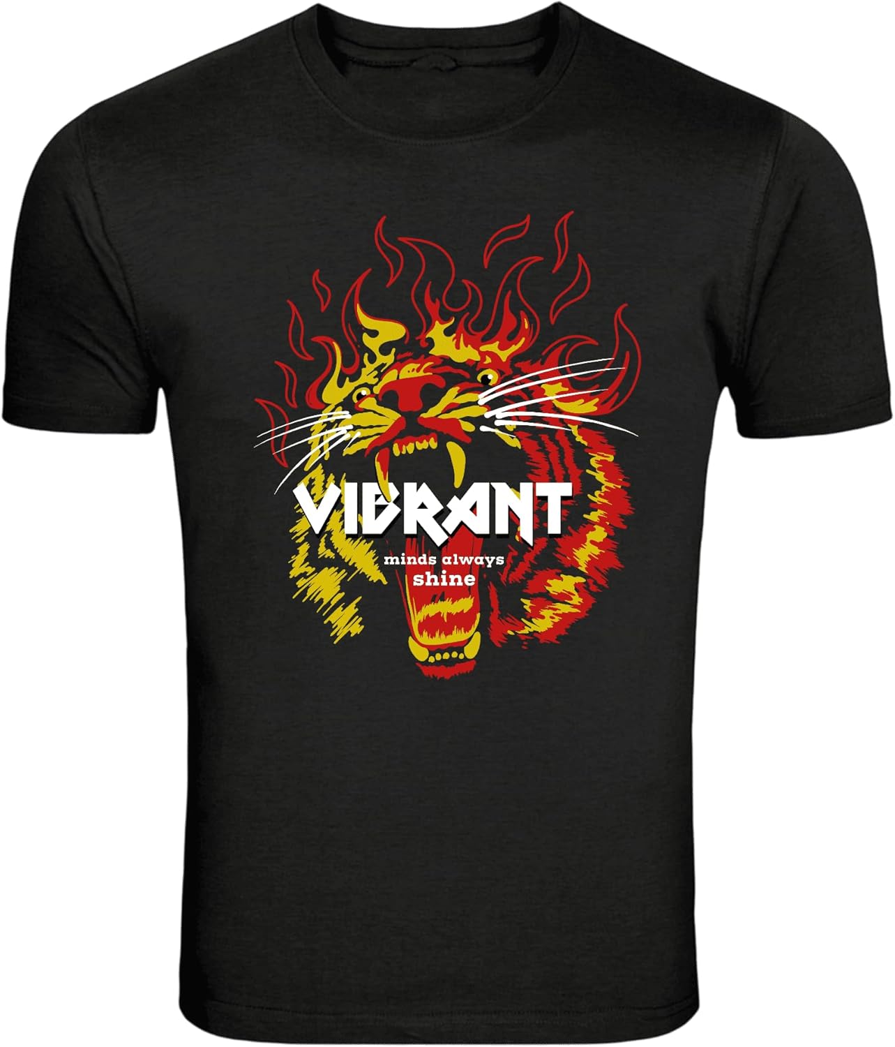 Vibrant Minds Always Shine Flaming Tiger Graphic T-Shirt S