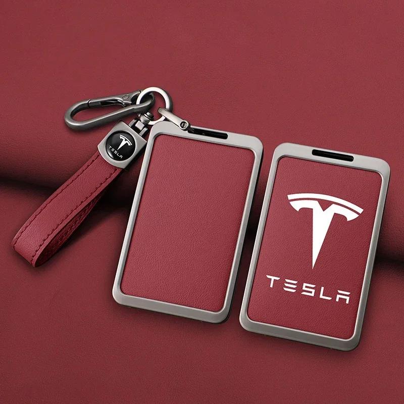 Car Sticker Tesla Car Fashion Zinc Alloy Smart NFC Card Key Case Cover Shell Keychain Protection Auto Styling Accessory For Tes