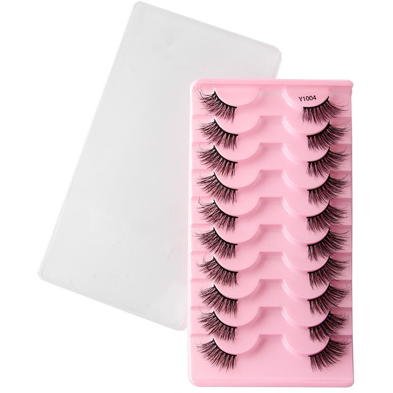 10-Pair Pack of Faux Mink Thick Half-Eye False Eyelashes