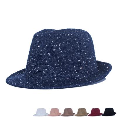 Cappello estivo da donna con paillettes, piccolo cappello da jue britannico, cappello da esibizione sul palco, protezione solare per esterni, parasole
