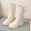 Girls' Bow Long Leather Boots - 2025 Autumn/Winter Stylish Princess Collection